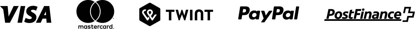 Zahlungsmethoden: Visa, Mastercard, Twint, PayPal, PostFinance